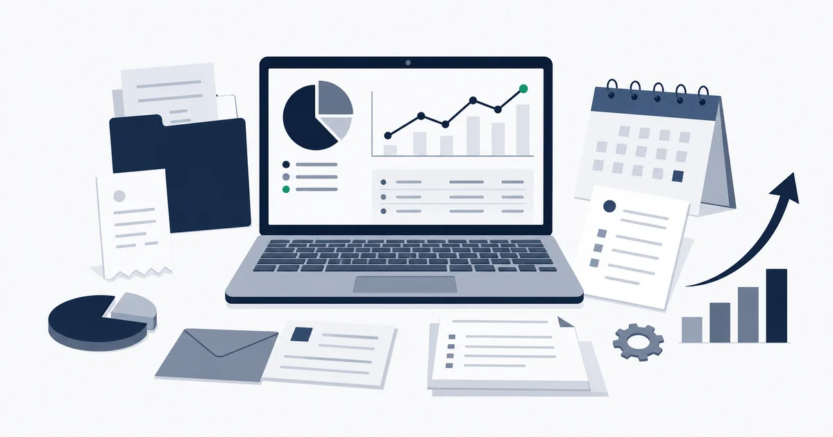 Startup founder reviewing bookkeeping records and financial statements on a laptop