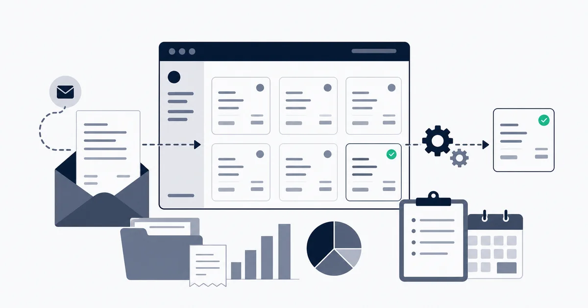 QuickBooks Online Bills screen with an email invoice being extracted and posted automatically