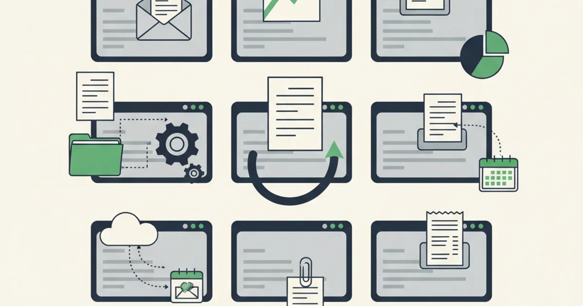 A grid of vendor billing portal screens with invoice documents leaving each one by a different route