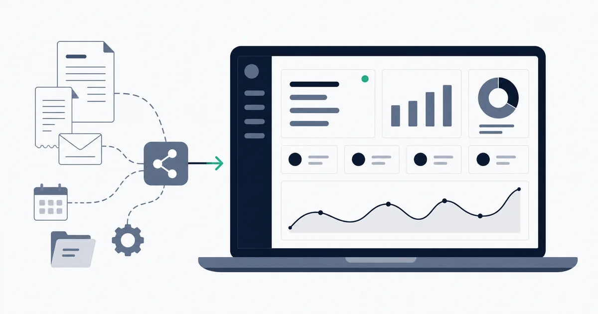 Xero accounting dashboard open on a laptop with invoice data flowing in from an external integration